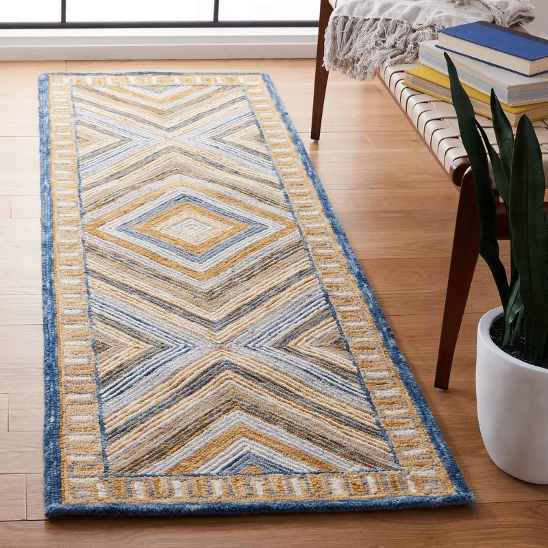Aspen APN809 Hand Tufted Indoor Accent Rug - Navy/Gold - 2'3"x5' - Safavieh
