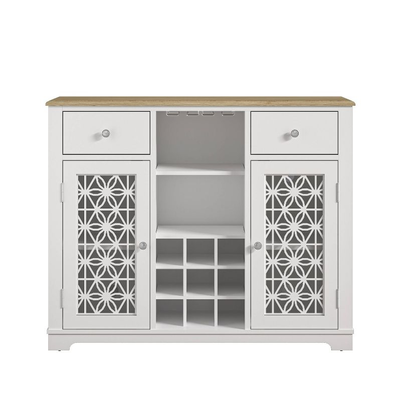 47" Wine Cabinet with Glass Doors Feature and Silk-Screened Pattern Design Cool Gray - Festivo