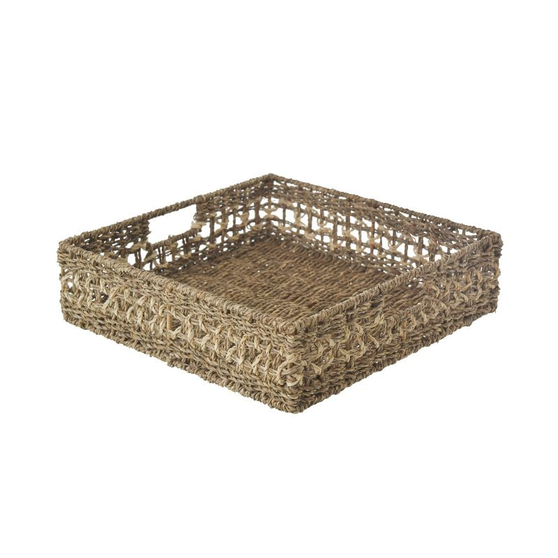 WeThinkStorage Set of 5 Hand-Woven Natural Seagrass Decorative Storage Bins Natural Brown