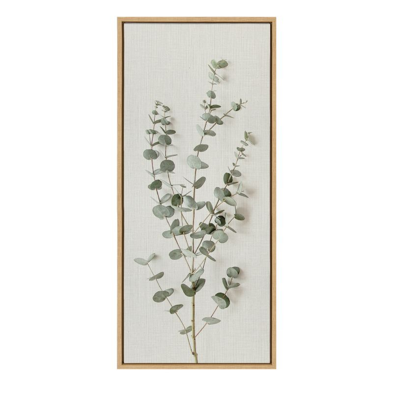 Kate and Laurel Sylvie Eucalyptus Botanical I Framed Canvas by The Creative Bunch Studio, 18x40, Natural