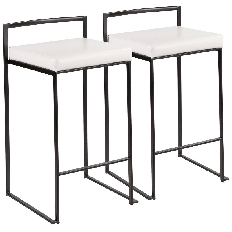 Set of 2 26" Fuji Contemporary Counter Height Barstools White: Padded, Stackable - LumiSource