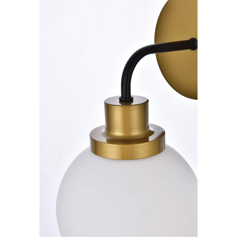 Elegant Lighting Hanson 1 light bath sconce in black with brass with frosted shade