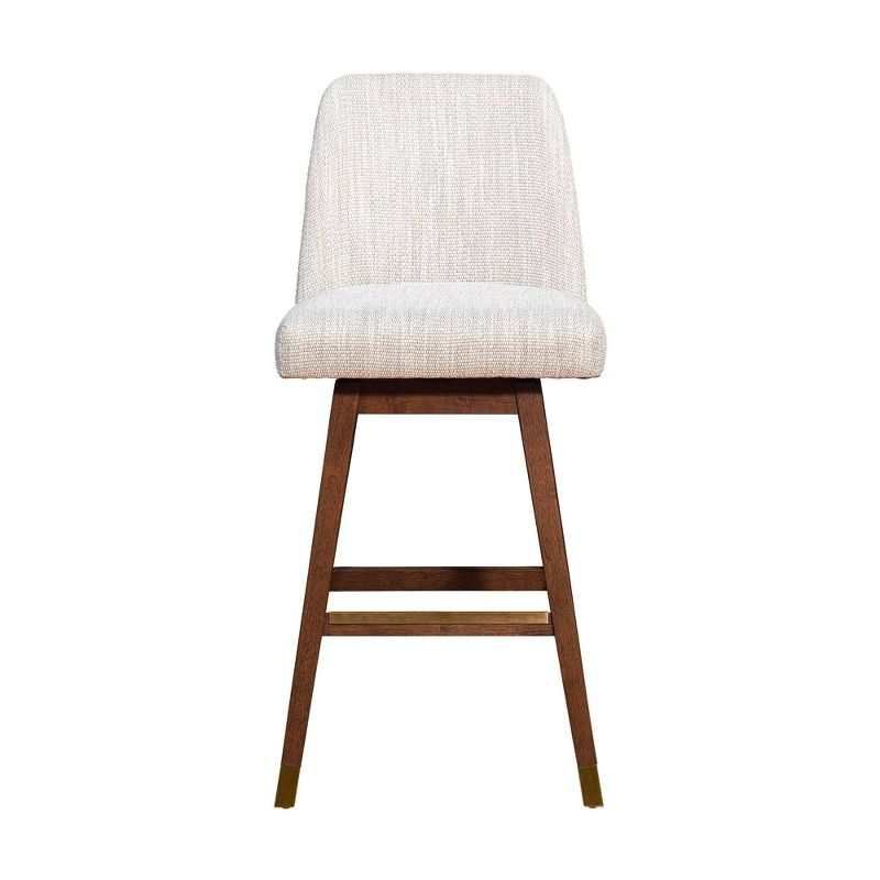 Armen Living Amalie Wood Finish with Fabric Swivel Barstool Brown Oak/Beige