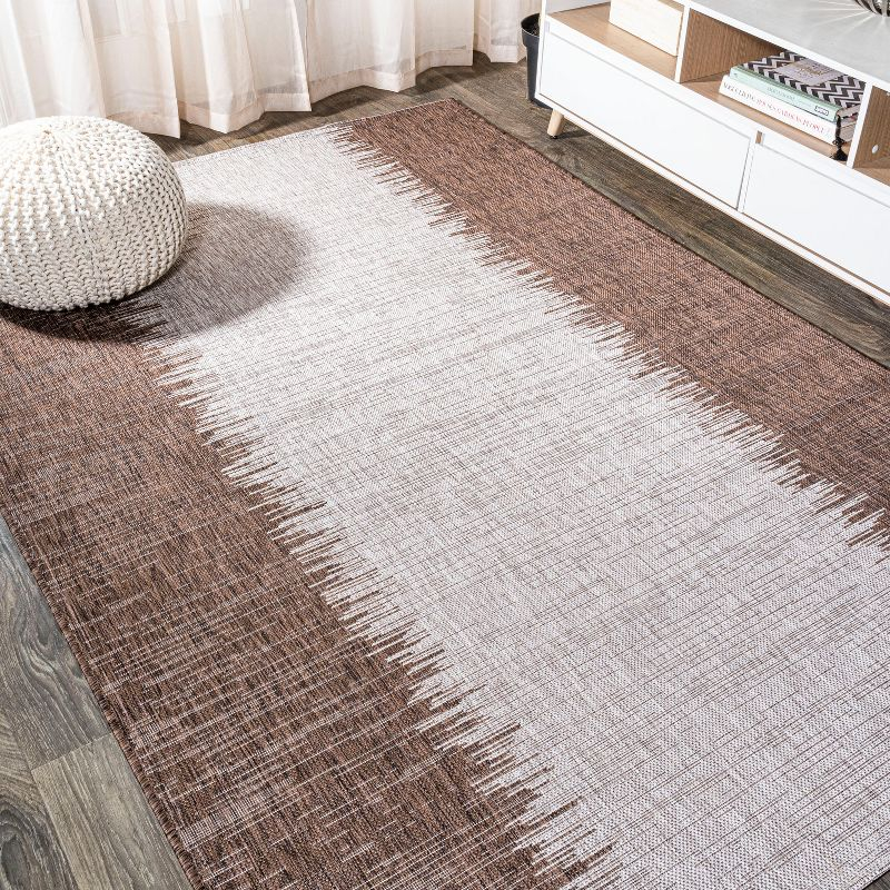 3'x5' Tavira Modern Strie' Indoor/Outdoor Area Rug, Brown/Beige - JONATHAN Y