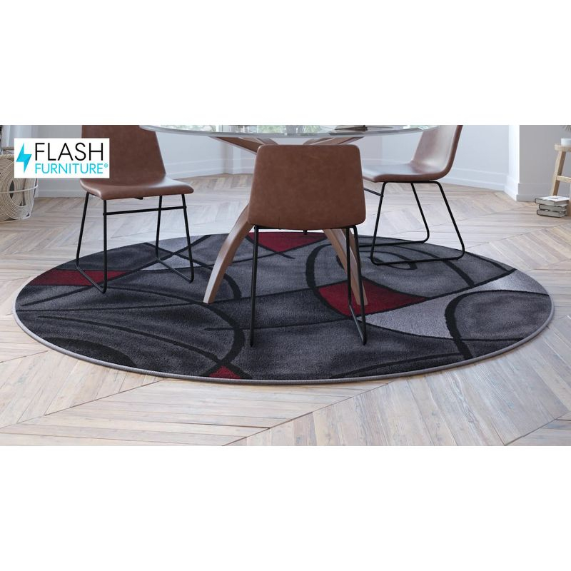 Flash Furniture Jubilee Collection 5' x 5' Round Orange Abstract Area Rug - Olefin Rug with Jute Backing - Living Room, Bedroom, Family Room