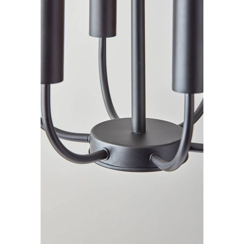 Adesso Rory Pendant Black: Modern Candelabra Style, 6-Arm Metal Ceiling Light Fixture, ETL Listed