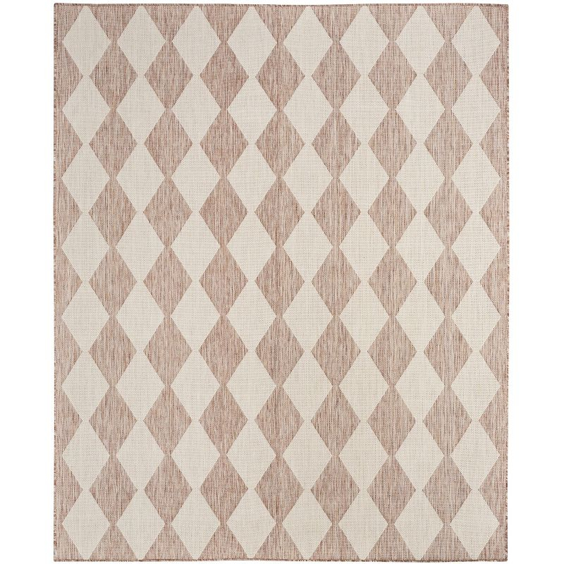 Nourison Positano 8' x 10' Beige Diamond Modern Flatweave Indoor/Outdoor Rug