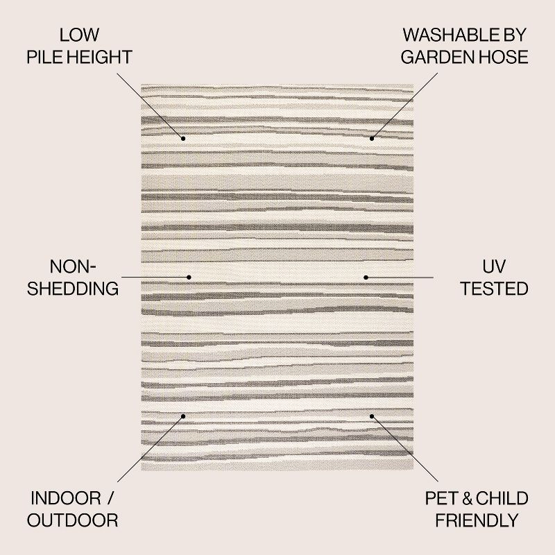5' x 8' Castara Wavy Stripe Modern Indoor/Outdoor Area Rug, Cream/Dark Gray - JONATHAN Y
