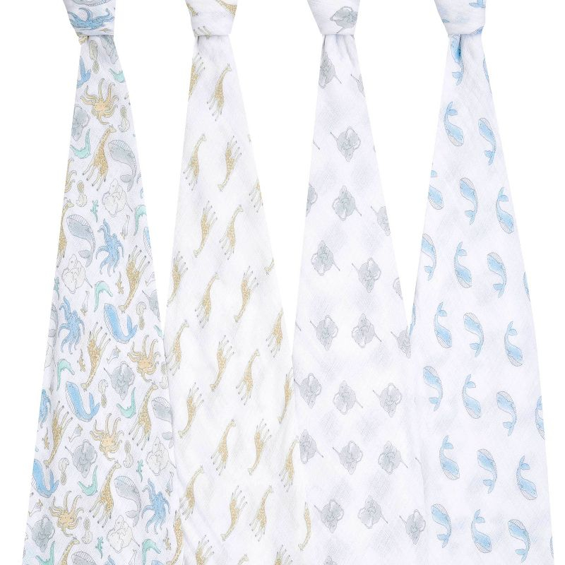 aden + anais essentials Muslin Swaddle Blankets - Natural History - 4pk