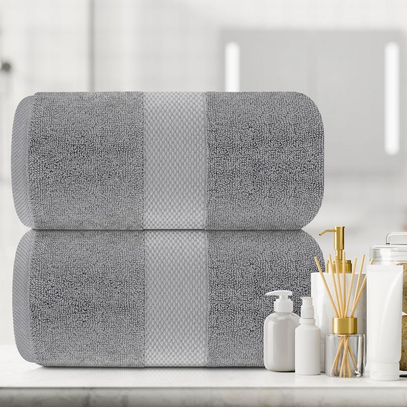 White Classic Luxury 100% Huge Cotton Bath Sheets Set of 2 - 35x70" Light-Grey