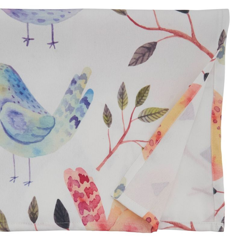 55" Polyester Flock of Birds Table Topper - Saro Lifestyle: Square Animal Print Tablecloth, Machine Washable