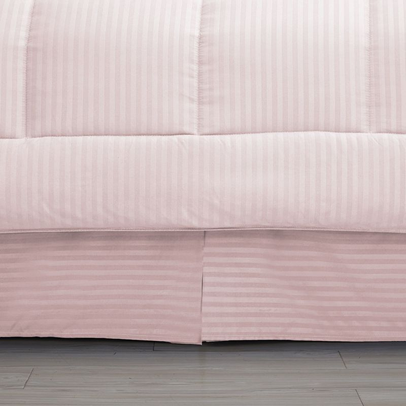 8 Piece Embossed Dobby Stripe Bed In A Bag Set - King, Pale Pink