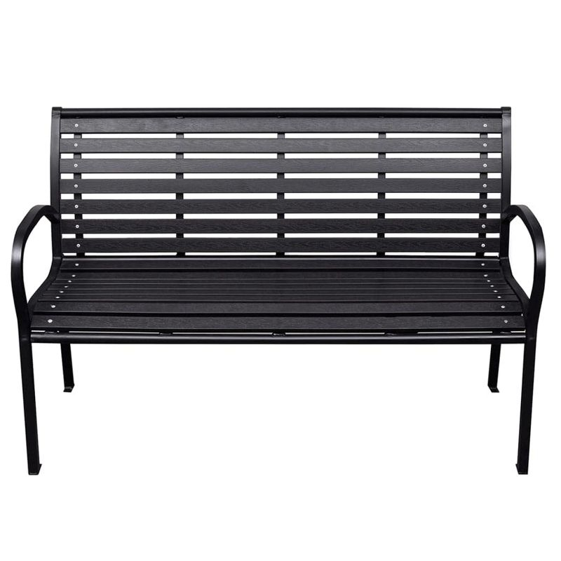 vidaXL Patio Bench, Black 45.7" Steel and WPC