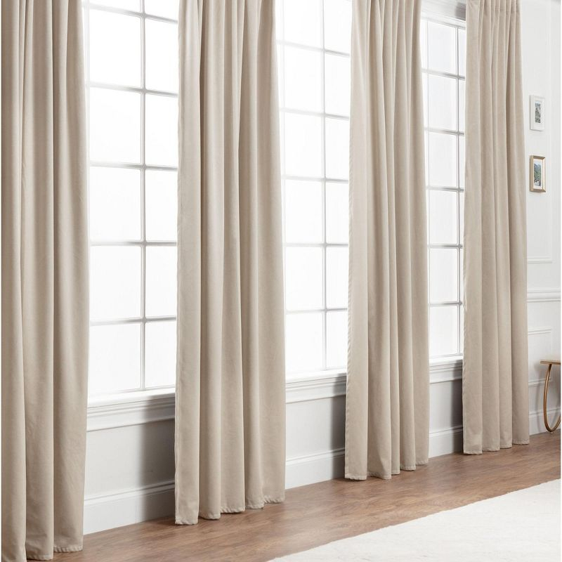 Chanasya 2pk Solid Velvet Room Darkening Blackout Privacy Window Curtain Panels - Set of 2 - 52 x 63 Inches Long - Beige