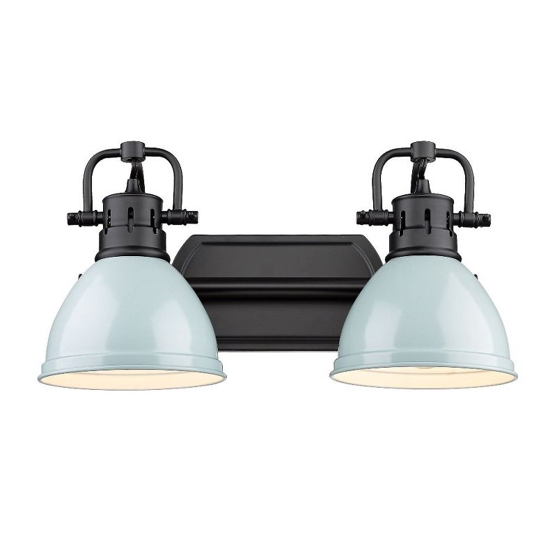 Golden Lighting Duncan 2-Light Vanity Light in Matte Black with Seafoam