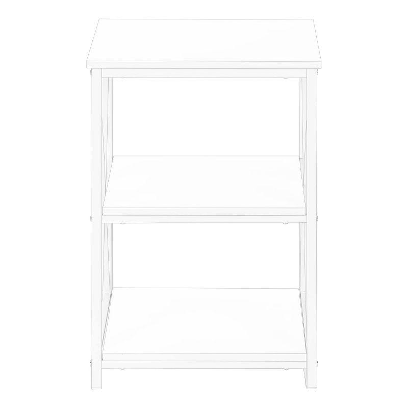 Accent Table Side End Nightstand Lamp Living Room Bedroom White Laminate White Metal Contemporary Modern