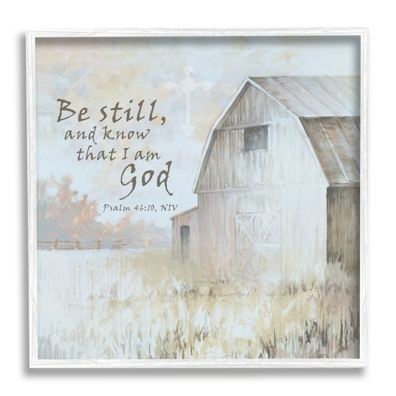 Stupell Industries Religious Psalm Verse Rural Country Barn Farmland Framed Giclee Art, 12 x 12