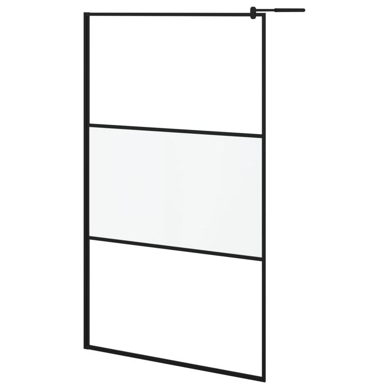 VidaXL Walk-in Shower Wall 45.3 in.x76.8 in. Half Frosted ESG Glass Black