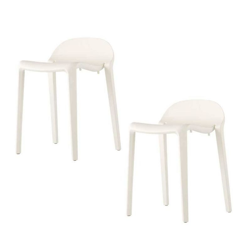 2pc Joyous Short Stools - White - Lagoon: Resin Frame, Mold & UV Resistant, No Assembly Required