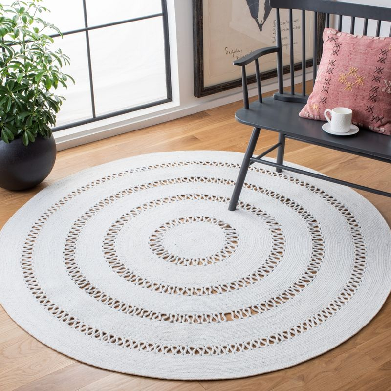 Cape Cod CAP221 Hand Woven Area Rug - Ivory - 6' Round - Safavieh.