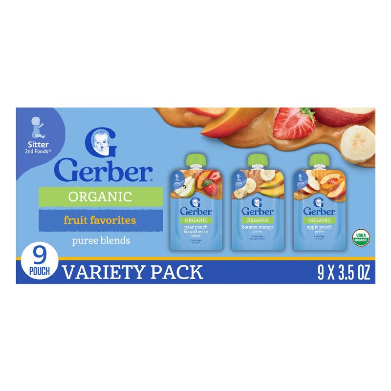 Gerber Stage 2 Organic Baby Food Pouches - Fruit & Veggie Value Pack - 3.5oz/9pk