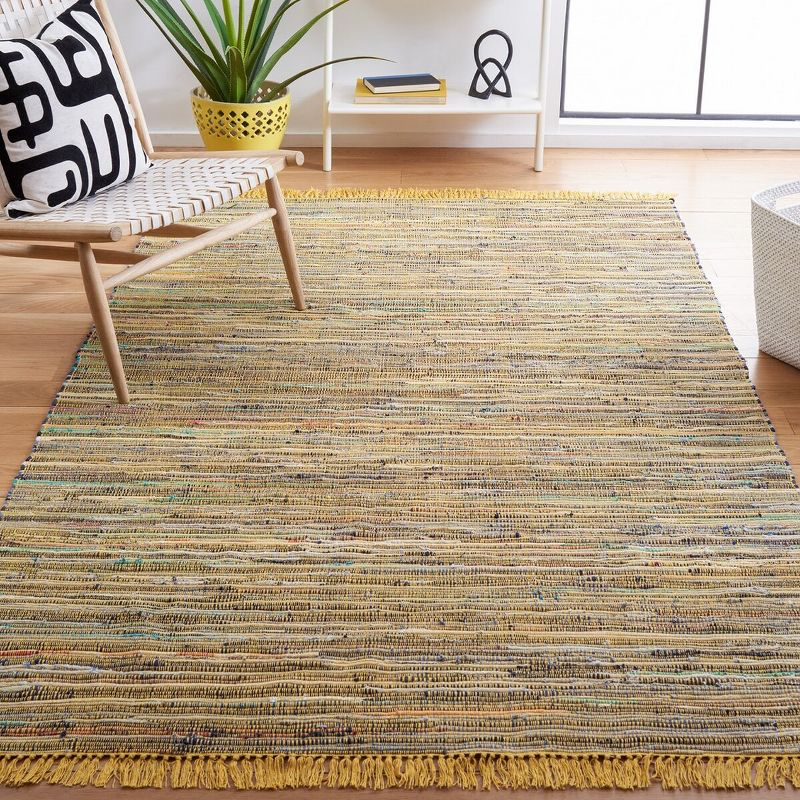 Rag Rug RAR121 Hand Woven Indoor Area Rug - 5'x8' - Yellow/Multi - Safavieh