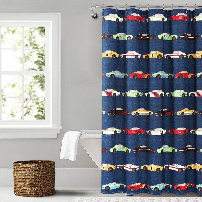 Lush Decor Race Cars Shower Curtain