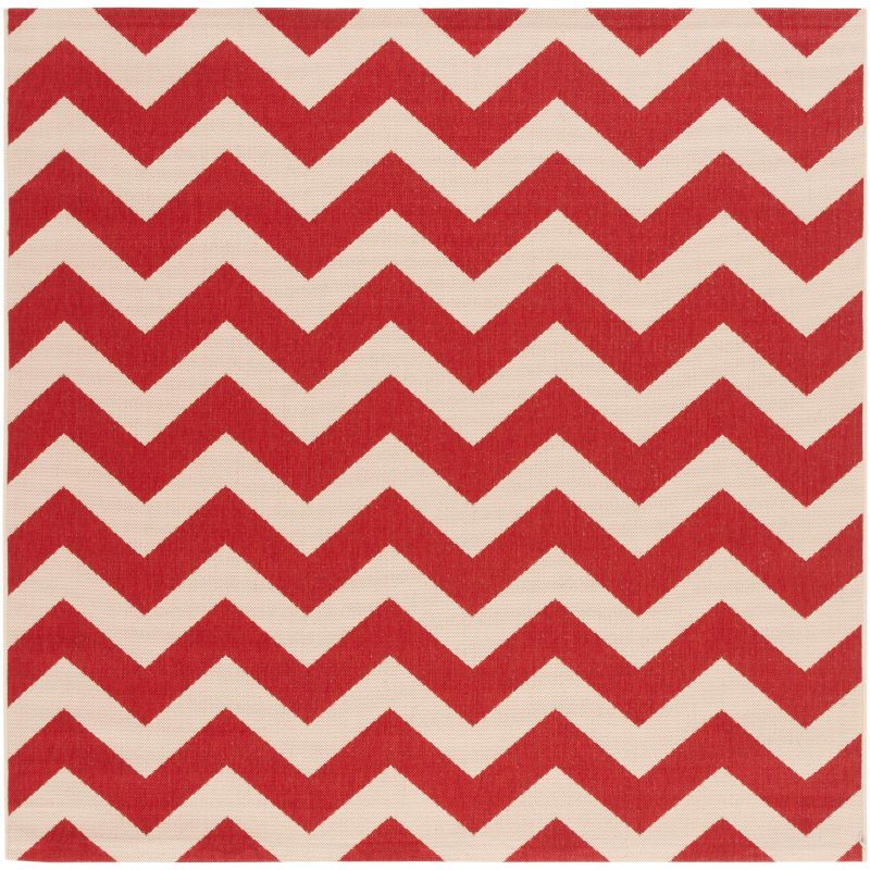 Courtyard CY6244 Power Loomed Indoor and Outdoor Area Rug - Red - 4'x4' - Safavieh