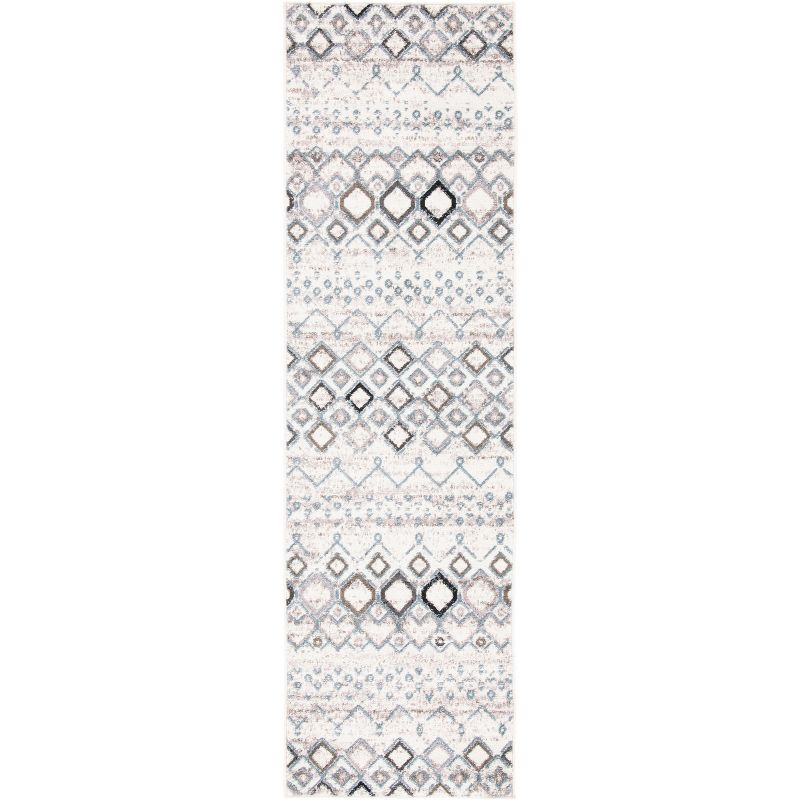 Amsterdam AMS108 Power Loomed Indoor Runner Rug - Ivory/Grey - 2'3"x16' - Safavieh