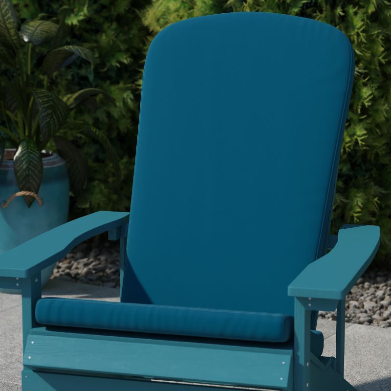 Flash Furniture Charlestown Set of 2 All Weather Indoor/Outdoor High Back Adirondack Chair Cushions, Patio Furniture Replacement Cushions - Teal