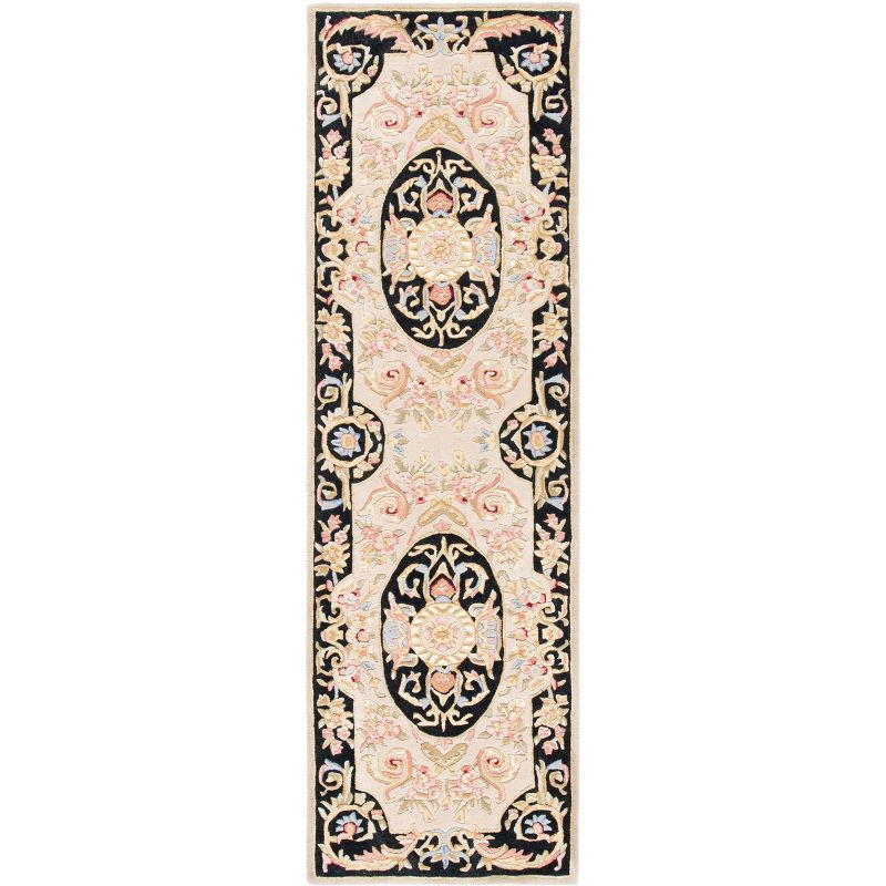 Savonnerie SAV206 Hand Tufted Runner Rug - Ivory/Gold - 2'6"x8' - Safavieh.