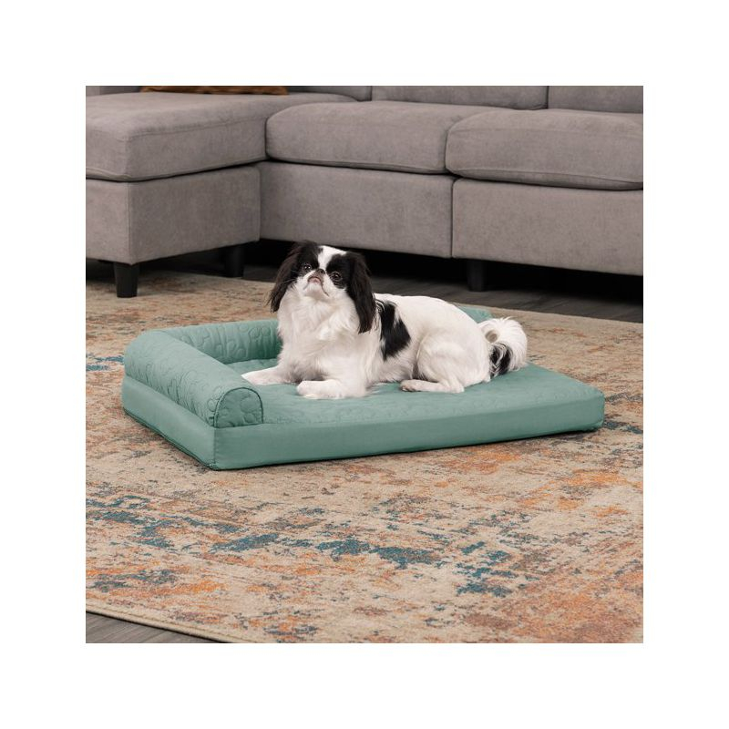 FurHaven Paw-Quilted Orthopedic Deluxe L-Chaise Dog Bed, Medium, Iceberg Green