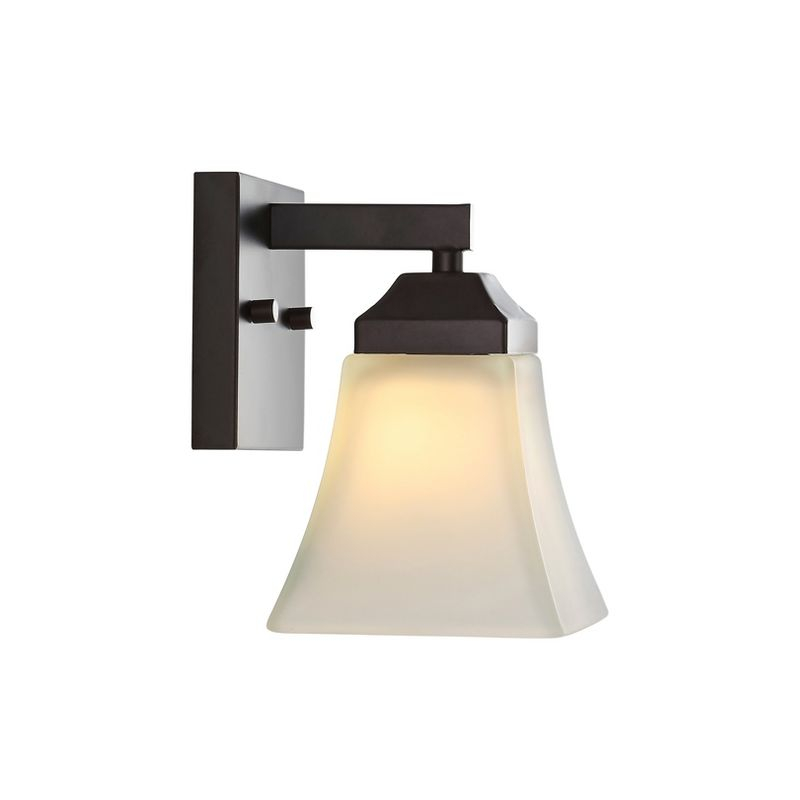 JONATHAN Y Staunton 5" 1-Light Iron/Glass Modern Cottage LED Vanity Light, Oil Rubbed Bronze