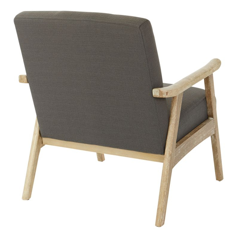 OSP Home Furnishings Weldon Chair Charcoal: Mid-Century Modern Polyester Upholstery, Wood Frame