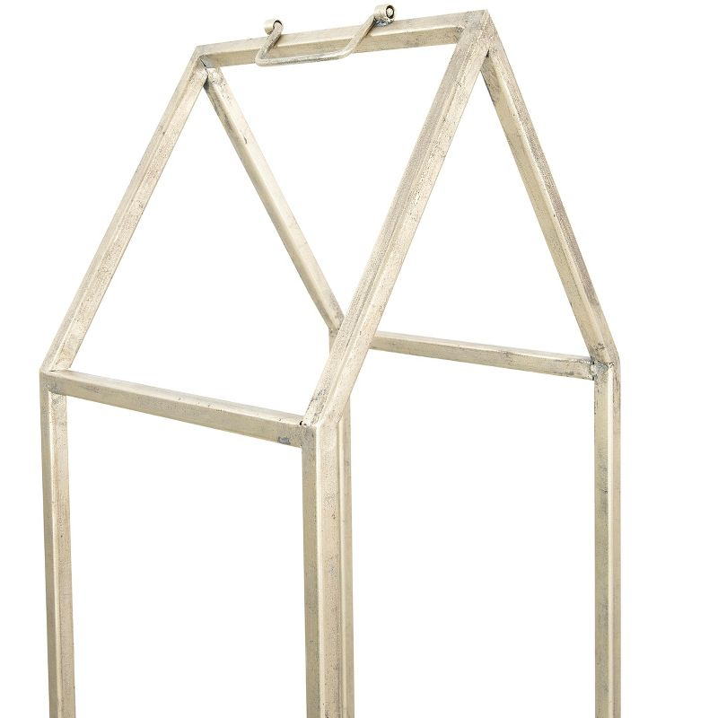Storied Home Metal House Shaped Fire Wood Holder with Handle, Nickel