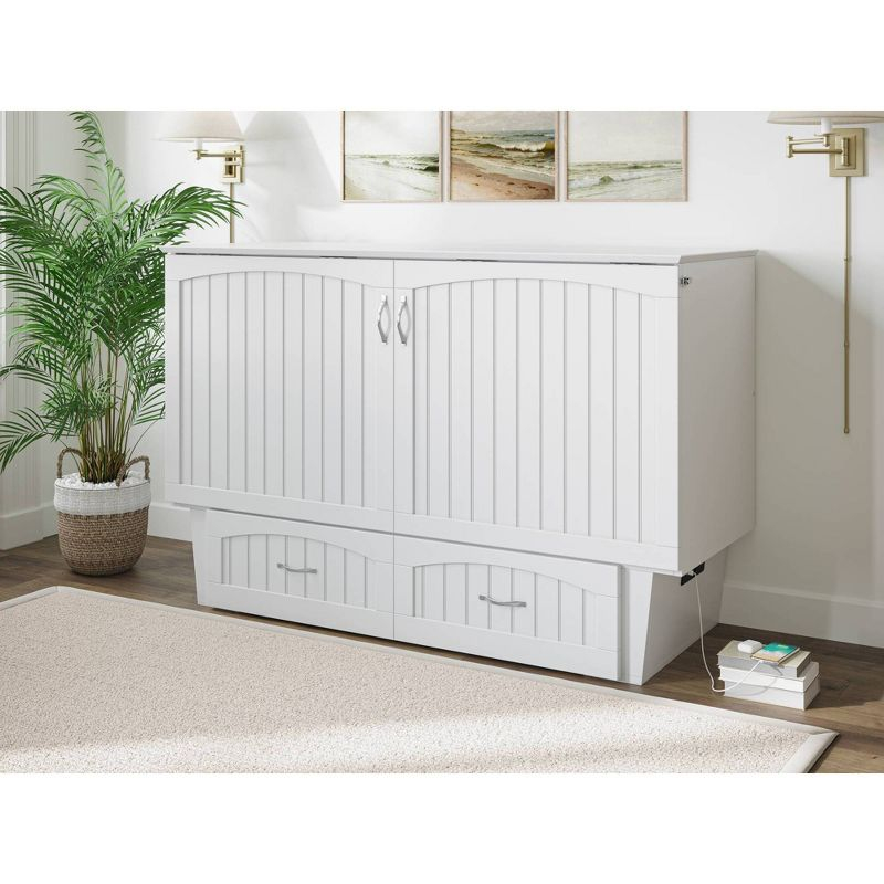 Queen Nantucket Murphy Bed Chest USB Turbo Charger White - AFI