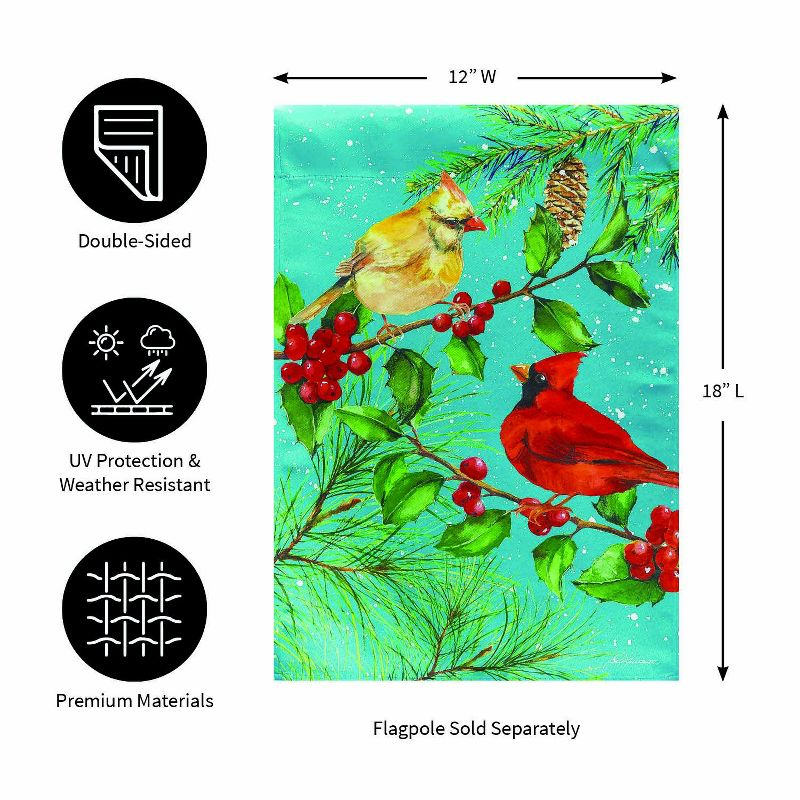 Evergreen Cardinal Couple Suede Garden Flag 12 x 18 Inches Indoor Outdoor Decor