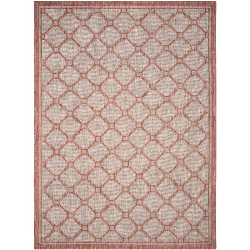 Courtyard CY8474 UV & Stain Resistant Non-Shedding Power Loomed Indoor/Outdoor Area Rug - Red/Beige - 6'7"x9'6" - Safavieh