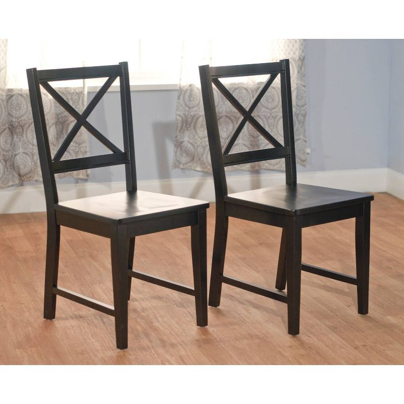 Set of 2 Virginia Farmhouse Crossback Dining Chair Black - Buylateral: Rubberwood, Armless, Modern Style, 35.25"H