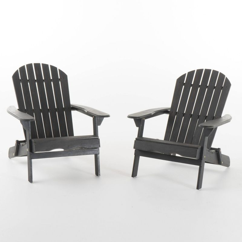 2pk Bellwood Outdoor Acacia Wood Folding Adirondack Chairs Dark Gray - Christopher Knight Home