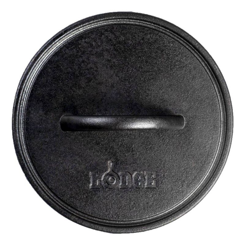 Lodge 8" Cast Iron Round Flat Grill Press: Oven & Broiler-Safe, Hand Wash, Gas & Induction Compatible, Black