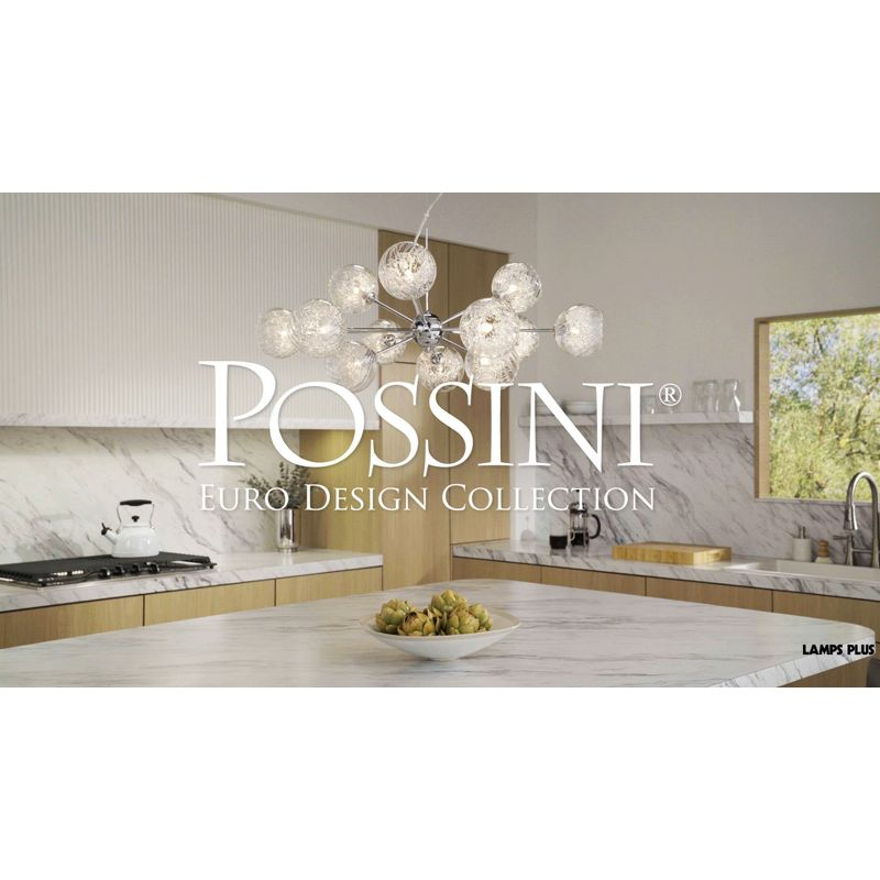 Possini Euro Design Wired Chrome Chandelier Lighting 32" Wide Modern Sputnik Art Glass 12-Light Fixture for Dining Room House Foyer Kitchen Island