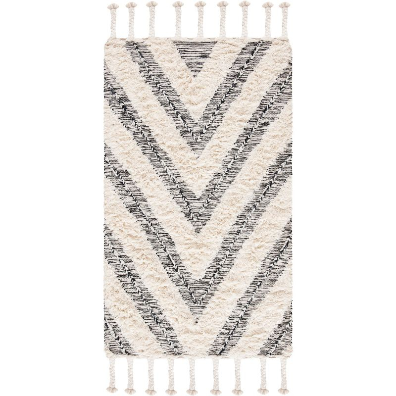 Kenya KNY901 Hand Knotted Area Rug - Black/Ivory - 3'x5' - Safavieh.