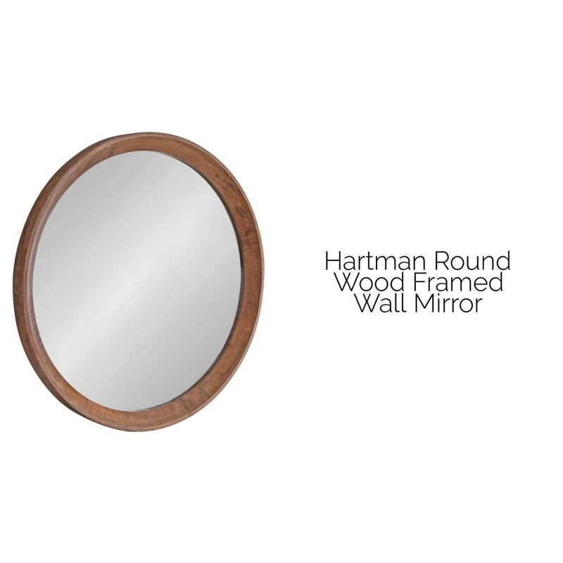 30" Hartman Round Wall Mirror Brown - Kate & Laurel All Things Decor