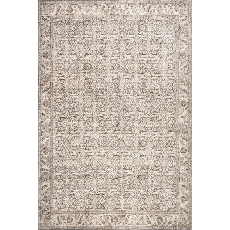 Nuloom Hillstone Collection Calantha Traditional Vintage Medallion Area Rug, 5' x 8', Beige