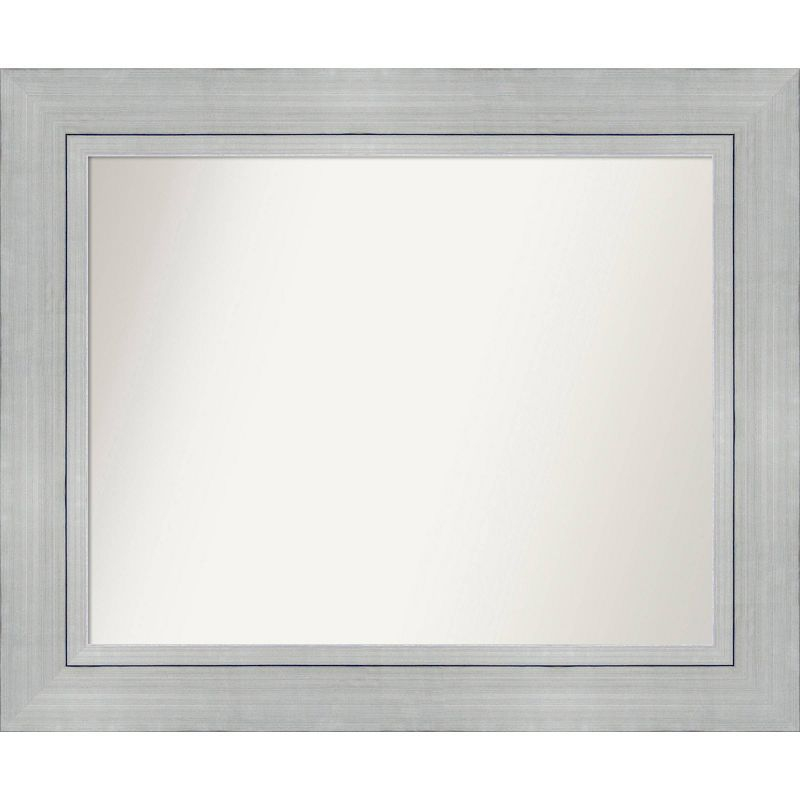 35" x 29" Non-Beveled Romano Silver Wood Wall Mirror - Amanti Art: Modern Rectangle, Includes Mounting Hardware