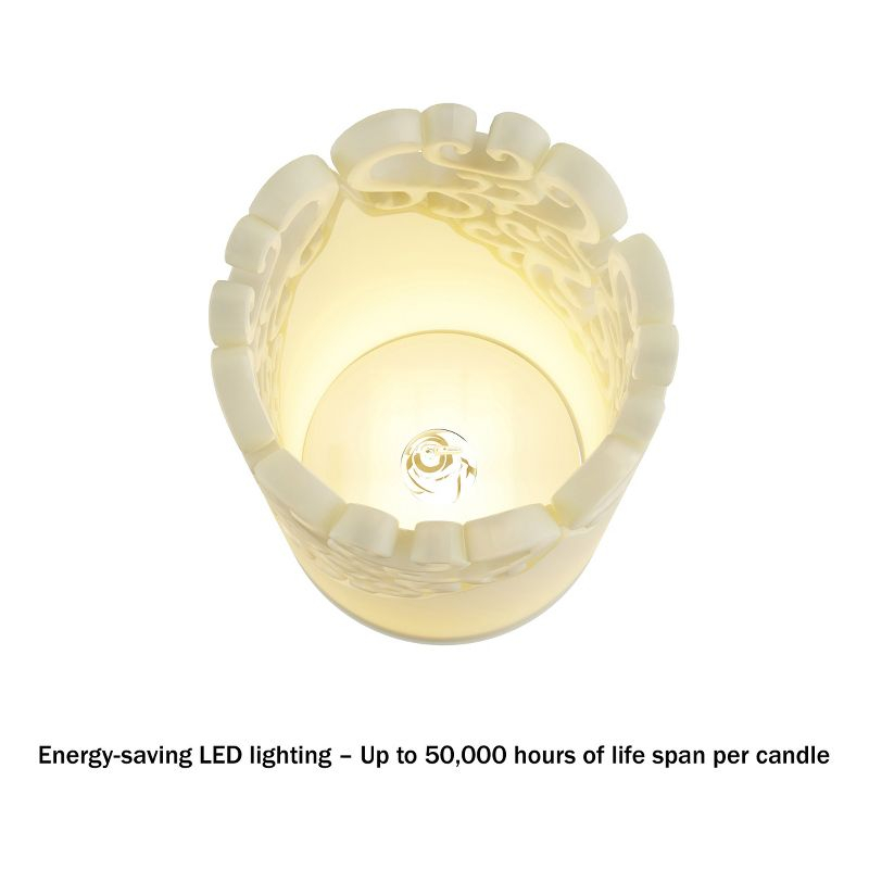 LED Candles with Remote Control – Set of 6 Realistic Flameless Pillar Lights with Lace Details and Vanilla Scented Wax – Home Decor by Lavish Home