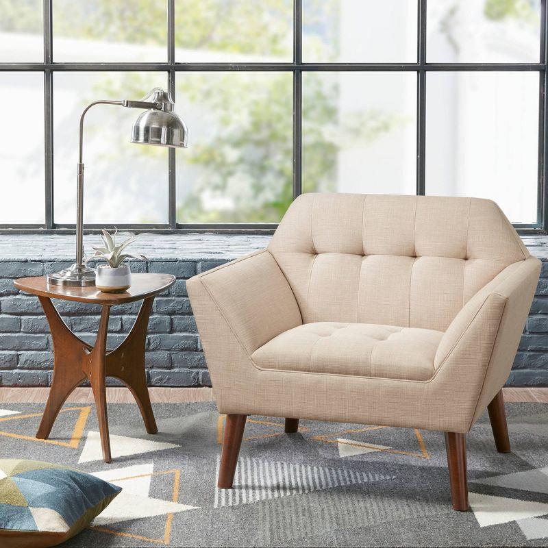 Newport Lounge Chair Beige - Ink+Ivy: Polyester Upholstered, Wood Legs, Foam Cushion, Spot Clean
