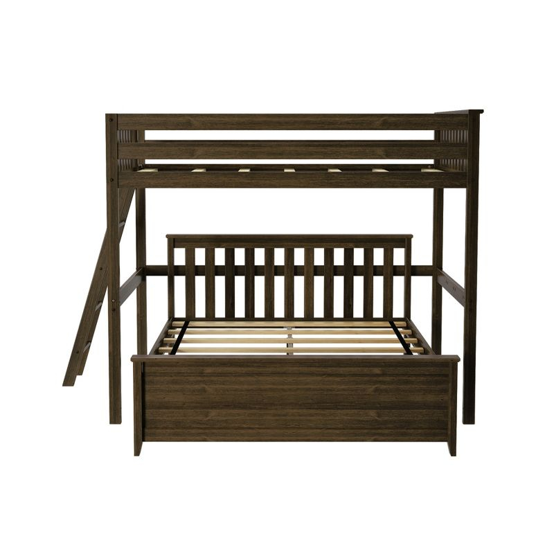 Max & Lily Bunk Bed, L Shaped Full-Over-Queen Bed Frame for Kids with Ladder on End, Solid Wood Bunk Bed for Kids, No Box Spring Needed, Walnut