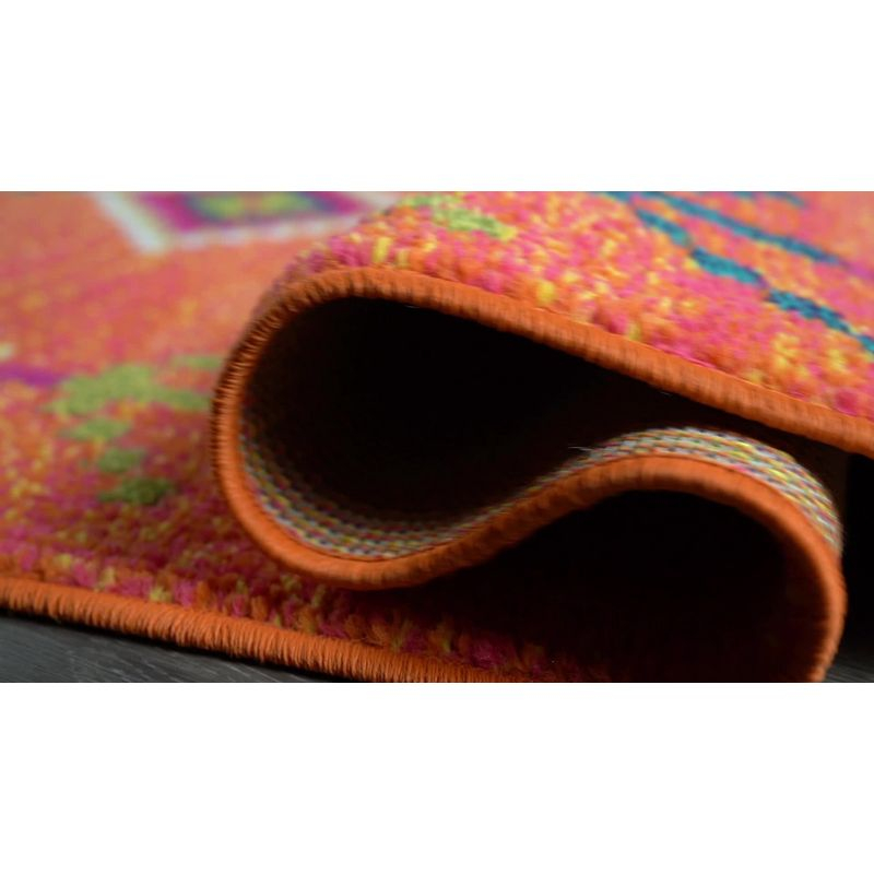 JONATHAN Y Love Geometric Orange/Multi 2 ft. x 8 ft. Runner Rug